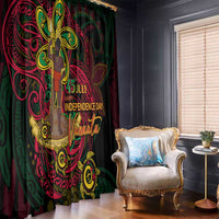 Vanuatu 45th Independence Anniversary Window Curtain Flower Melanesian Namele Turtle - Polynesian Pride