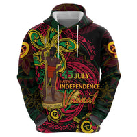 Custom Vanuatu 45th Independence Anniversary Zip Hoodie Flower Melanesian Namele Turtle - Polynesian Pride