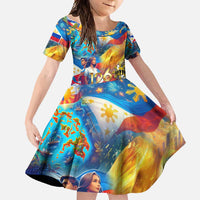 Custom The Philippines 126th Independence Anniversary Family Matching Off Shoulder Maxi Dress and Hawaiian Shirt Art Style - Polynesian Pride