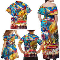 Custom The Philippines 126th Independence Anniversary Family Matching Off Shoulder Maxi Dress and Hawaiian Shirt Art Style - Polynesian Pride