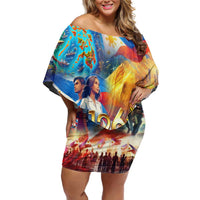 Custom The Philippines 126th Independence Anniversary Family Matching Off Shoulder Short Dress and Hawaiian Shirt Art Style - Polynesian Pride