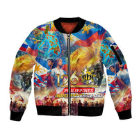 Custom The Philippines 126th Independence Anniversary Sleeve Zip Bomber Jacket Art Style - Polynesian Pride