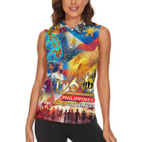 Custom The Philippines 126th Independence Anniversary Women Sleeveless Polo Shirt Art Style - Polynesian Pride