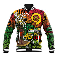 Personalized Vanuatu 45th Independence Anniversary Baseball Jacket Melanesian Pattern Reggae - Polynesian Pride