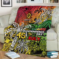 Personalized Vanuatu 45th Independence Anniversary Blanket Melanesian Pattern Reggae - Polynesian Pride