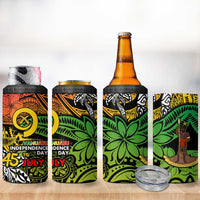 Vanuatu 45th Independence Anniversary 4 in 1 Can Cooler Tumbler Melanesian Pattern Reggae - Polynesian Pride