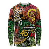Personalized Vanuatu 45th Independence Anniversary Long Sleeve Shirt Melanesian Pattern Reggae - Polynesian Pride