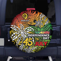 Personalized Vanuatu 45th Independence Anniversary Spare Tire Cover Melanesian Pattern Reggae - Polynesian Pride