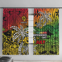 Personalized Vanuatu 45th Independence Anniversary Window Curtain Melanesian Pattern Reggae - Polynesian Pride