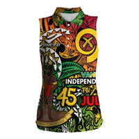Personalized Vanuatu 45th Independence Anniversary Women Sleeveless Polo Shirt Melanesian Pattern Reggae - Polynesian Pride