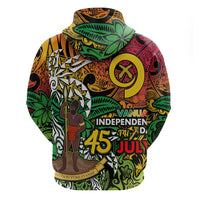 Personalized Vanuatu 45th Independence Anniversary Zip Hoodie Melanesian Pattern Reggae DT02 - Polynesian Pride