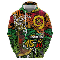 Personalized Vanuatu 45th Independence Anniversary Zip Hoodie Melanesian Pattern Reggae DT02 - Polynesian Pride