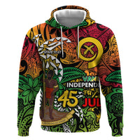 Personalized Vanuatu 45th Independence Anniversary Zip Hoodie Melanesian Pattern Reggae DT02 Pullover Hoodie Art - Polynesian Pride