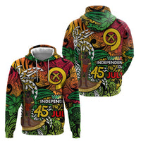 Personalized Vanuatu 45th Independence Anniversary Zip Hoodie Melanesian Pattern Reggae DT02 - Polynesian Pride
