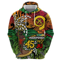 Personalized Vanuatu 45th Independence Anniversary Zip Hoodie Melanesian Pattern Reggae DT02 - Polynesian Pride