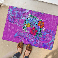 Dolphin Polynesia Rubber Doormat Hibiscus Tropical Wave - Purple Vibes
