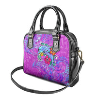 Dolphin Polynesia Shoulder Handbag Hibiscus Tropical Wave - Purple Vibes