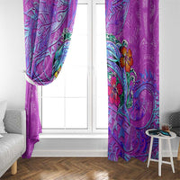 Dolphin Polynesia Window Curtain Hibiscus Tropical Wave - Purple Vibes