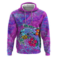 Dolphin Polynesia Zip Hoodie Hibiscus Tropical Wave - Purple Vibes DT02 Pullover Hoodie Purple - Polynesian Pride