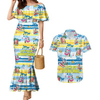 Surfing Christmas Couples Matching Mermaid Dress and Hawaiian Shirt Tropical Santa Let's Go Surfing DT02 Art - Polynesian Pride
