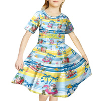 Surfing Christmas Kid Short Sleeve Dress Tropical Santa Let's Go Surfing DT02 - Polynesian Pride
