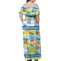 Surfing Christmas Off Shoulder Maxi Dress Tropical Santa Let's Go Surfing DT02 - Polynesian Pride