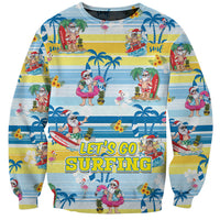 Surfing Christmas Sweatshirt Tropical Santa Let's Go Surfing DT02 Unisex Art - Polynesian Pride