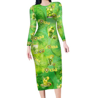 I Love Kiwi Family Matching Long Sleeve Bodycon Dress and Hawaiian Shirt New Zealand Kiwi Fruit Summer Cocktail