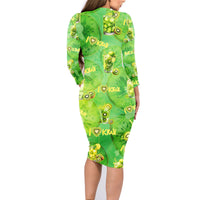 I Love Kiwi Family Matching Long Sleeve Bodycon Dress and Hawaiian Shirt New Zealand Kiwi Fruit Summer Cocktail