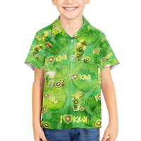 I Love Kiwi Family Matching Off The Shoulder Long Sleeve Dress and Hawaiian Shirt New Zealand Kiwi Fruit Summer Cocktail DT02 Son's Shirt Green - Polynesian Pride
