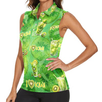 I Love Kiwi Women Sleeveless Polo Shirt New Zealand Kiwi Fruit Summer Cocktail