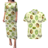 Kiwi Cute Humorous Couples Matching Puletasi and Hawaiian Shirt New Zealand Fruit