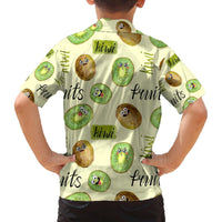 Kiwi Cute Humorous Family Matching Off The Shoulder Long Sleeve Dress and Hawaiian Shirt New Zealand Fruit DT02 - Polynesian Pride