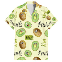 Kiwi Cute Humorous Family Matching Off The Shoulder Long Sleeve Dress and Hawaiian Shirt New Zealand Fruit DT02 Dad's Shirt - Short Sleeve Yellow - Polynesian Pride