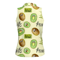 Kiwi Cute Humorous Women Sleeveless Polo Shirt New Zealand Fruit