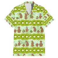 New Zealand Kiwi Fruit Witty Kiwi Bird Family Matching Off Shoulder Short Dress and Hawaiian Shirt DT02 Dad's Shirt - Short Sleeve Green - Polynesian Pride