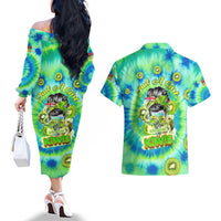 Just a Girl Who Loves Kiwis Couples Matching Off The Shoulder Long Sleeve Dress and Hawaiian Shirt New Zealand Tie Dye