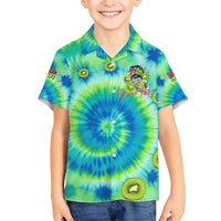 Just a Girl Who Loves Kiwis Family Matching Short Sleeve Bodycon Dress and Hawaiian Shirt New Zealand Tie Dye DT02 Son's Shirt Green - Polynesian Pride