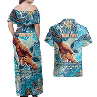 Hand In Hand Father's Day Polynesian Couples Matching Off Shoulder Maxi Dress and Hawaiian Shirt Tribal Flower Pattern DT02 - Polynesian Pride