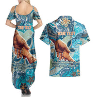 Hand In Hand Father's Day Polynesian Couples Matching Summer Maxi Dress and Hawaiian Shirt Tribal Flower Pattern