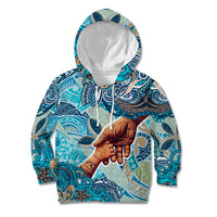 Hand In Hand Father's Day Polynesian Kid Hoodie Tribal Flower Pattern