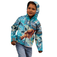 Hand In Hand Father's Day Polynesian Kid Hoodie Tribal Flower Pattern