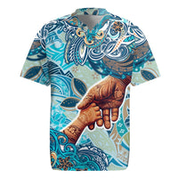 Hand In Hand Father's Day Polynesian Rugby Jersey Tribal Flower Pattern