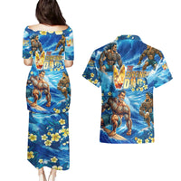 Hawaii Father's Day Couples Matching Puletasi and Hawaiian Shirt The Surfing Dad Polynesian Tattoo