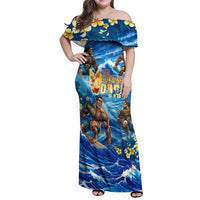 Hawaii Father's Day Family Matching Off Shoulder Maxi Dress and Hawaiian Shirt The Surfing Dad Polynesian Tattoo