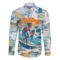 Hawaii Father's Day It's Surfing Time Family Matching Off The Shoulder Long Sleeve Dress and Hawaiian Shirt Aloha L Makuakane DT02 Dad's Shirt - Long Sleeve Blue - Polynesian Pride