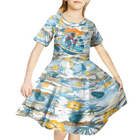 Hawaii Father's Day It's Surfing Time Kid Short Sleeve Dress Aloha L Makuakane DT02 - Polynesian Pride