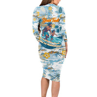 Hawaii Father's Day It's Surfing Time Long Sleeve Bodycon Dress Aloha L Makuakane DT02 - Polynesian Pride