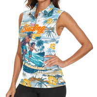 Hawaii Father's Day It's Surfing Time Women Sleeveless Polo Shirt Aloha Lā Makuakane