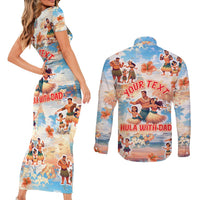 Hawaii Father's Day Couples Matching Short Sleeve Bodycon Dress and Long Sleeve Button Shirt Hula With Dad